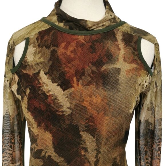 ANAC Designed by Kimi Vintage Y2K Long Sheer Sleeve Fitted Top -  Sz Vintage L - Picture 2 of 9